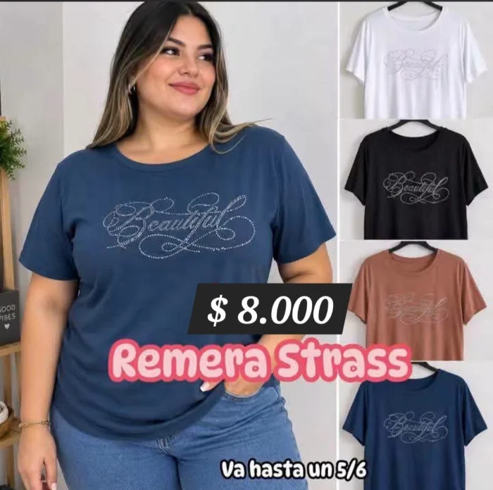 Remera con Strass Talles Grandes
