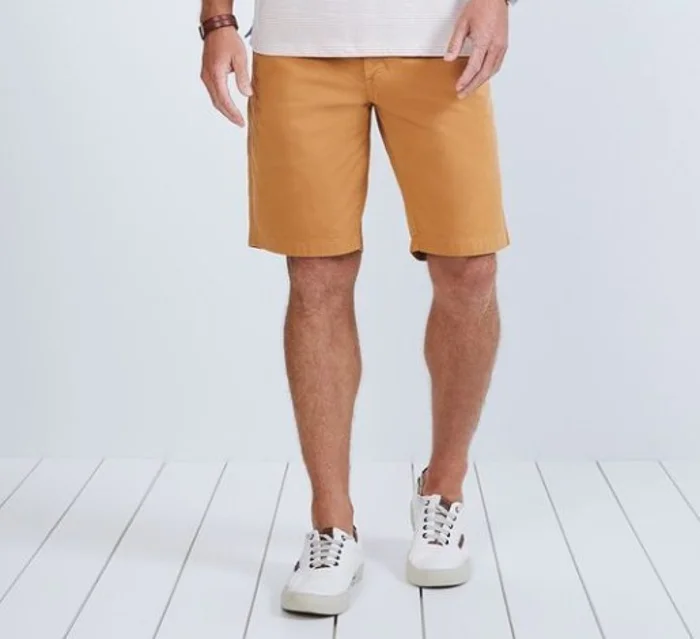 Bermuda Corte Chino Mostaza Gabardina Elastizado