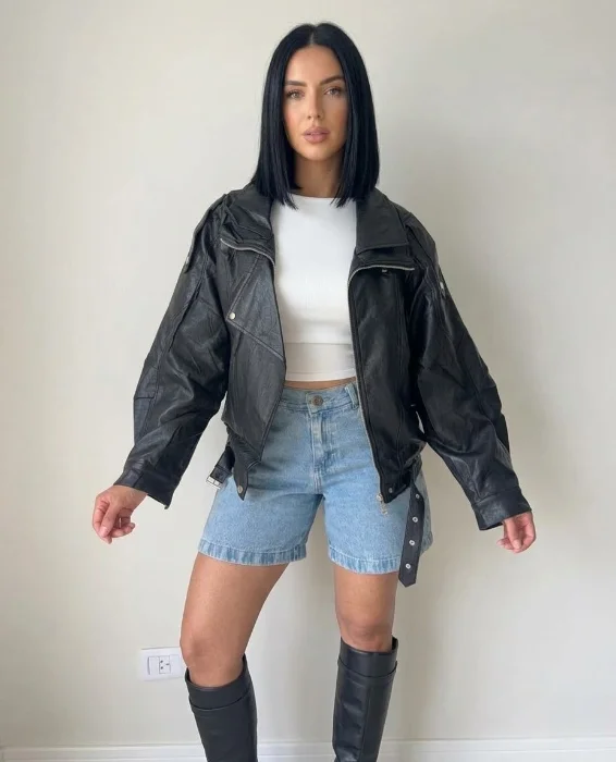 Campera Bomber Eco Cuero