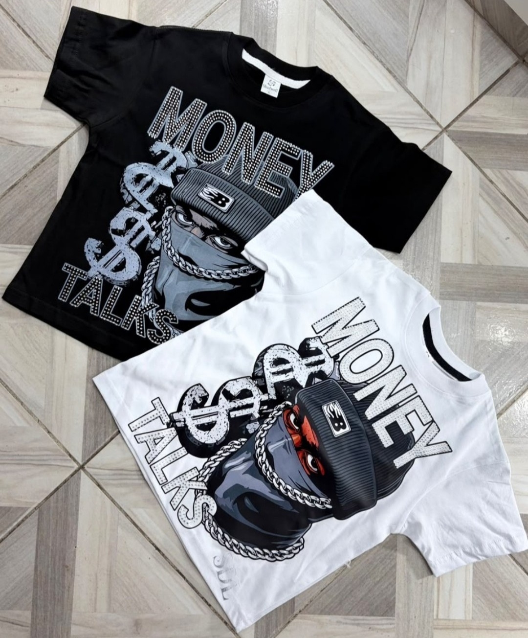 Remeras con Strass Piedreria (money )algodón Peinado - Imagen 2