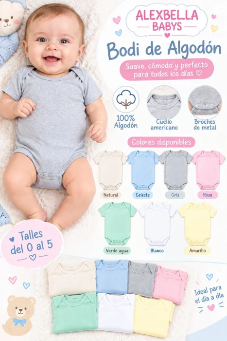Body Liso de Algodon con Broche de Metal