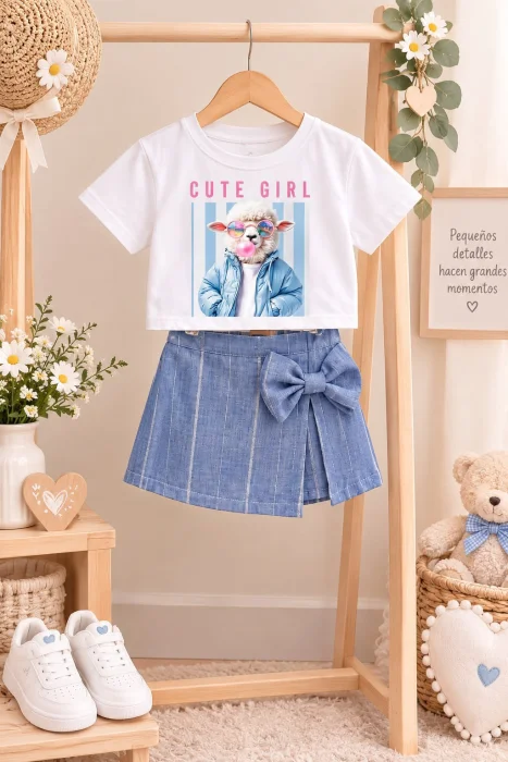 Conjunto Short Pollera Lino