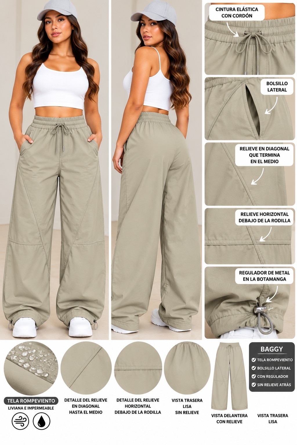 Pantalon Baggy Rompeviento Excelente Calidad Talles M/l/xl/xxl/3xl/4xl - Imagen 5