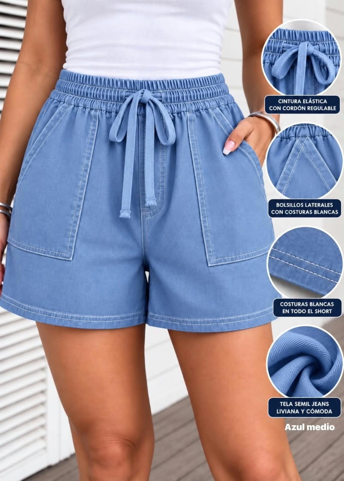 Short Semi Jeans Excelente Calidad Talles M/l/xl/xxl - Imagen 5