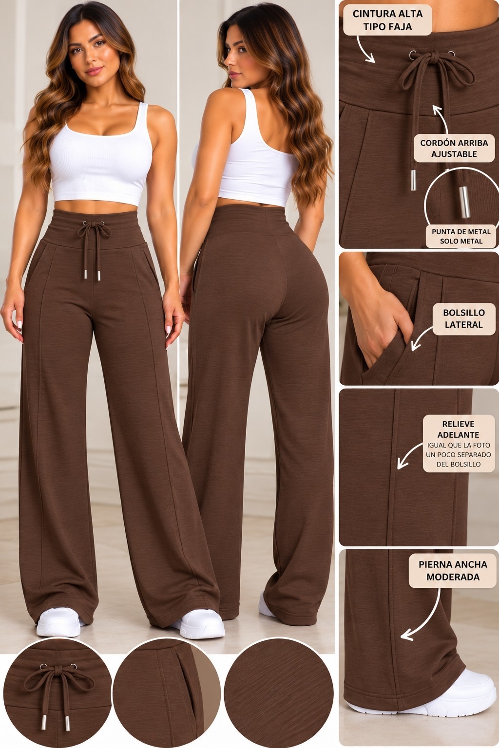 Palazo Rustico Elastisado Excelente Calidad Talles S/m/l/xl - Imagen 2