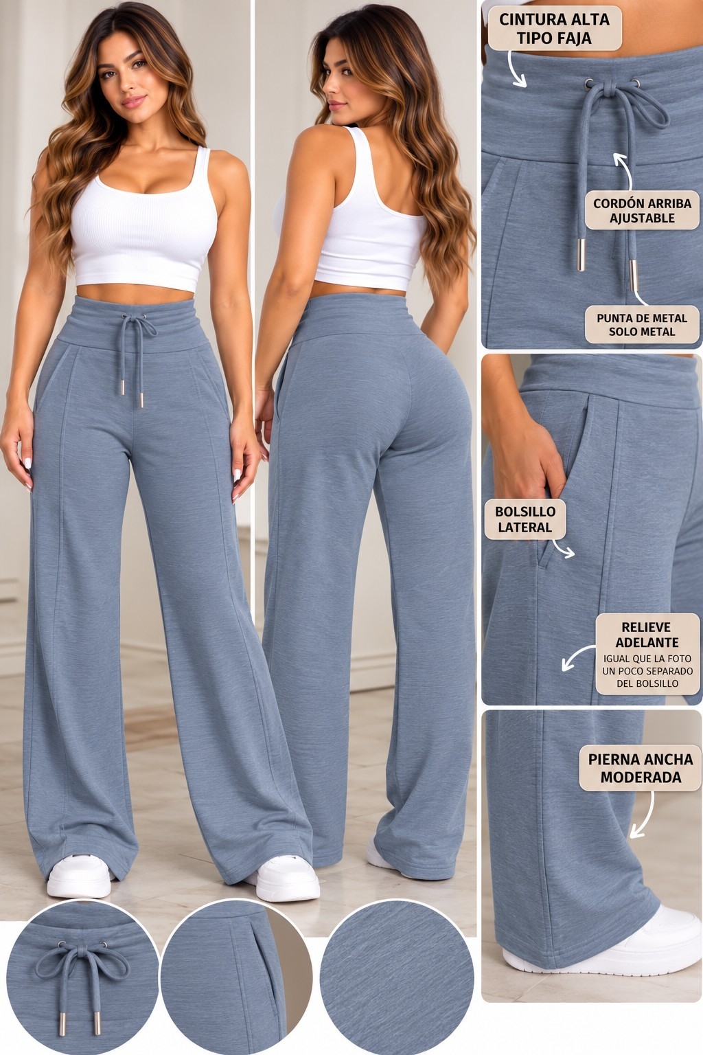 Palazo Rustico Elastisado Excelente Calidad Talles S/m/l/xl - Imagen 3