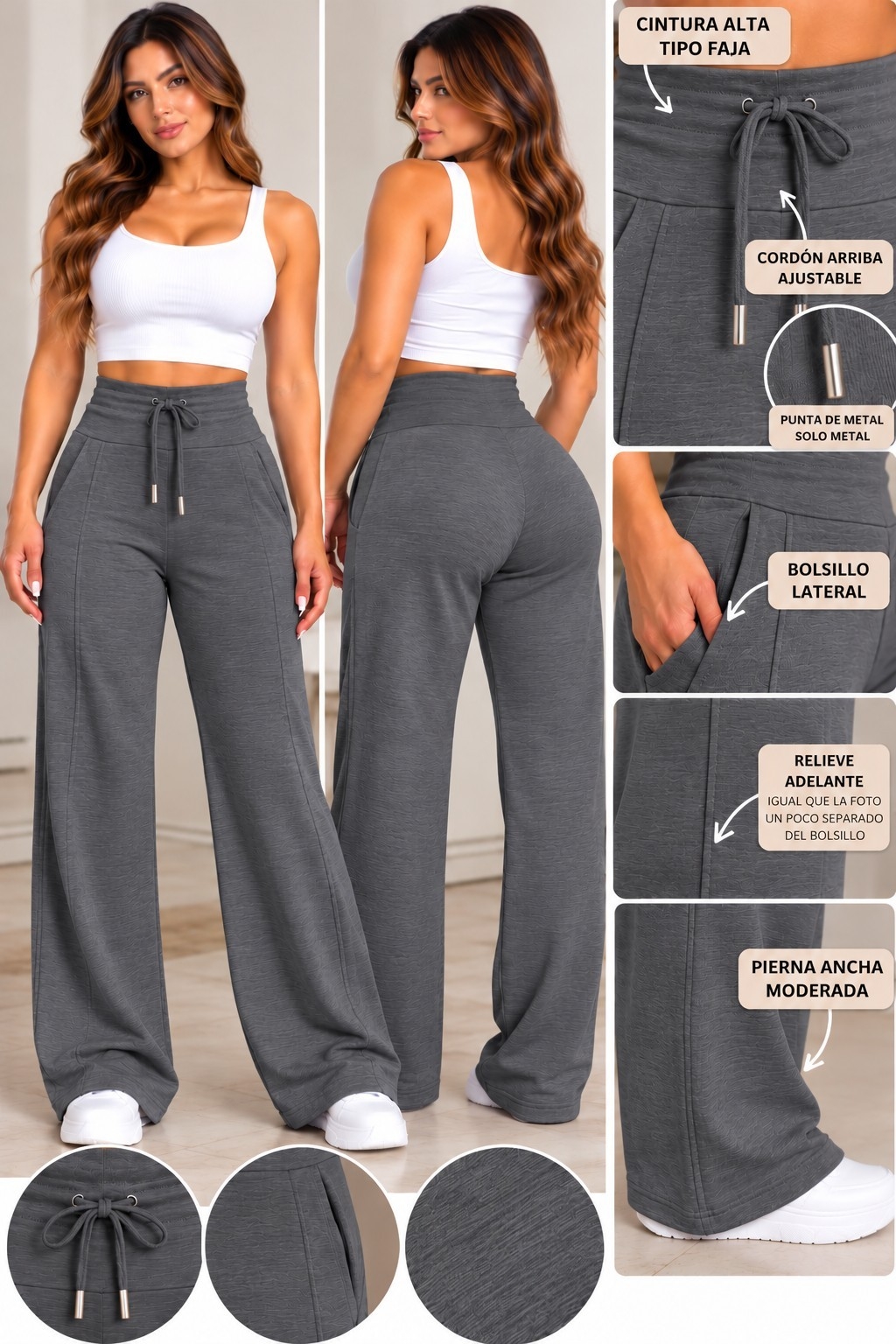 Palazo Rustico Elastisado Excelente Calidad Talles S/m/l/xl - Imagen 4