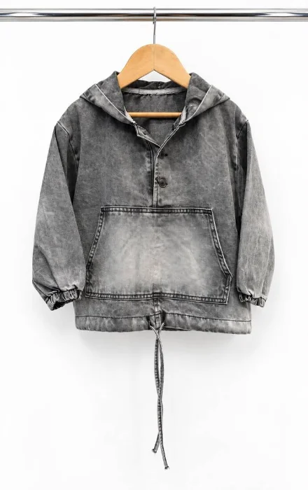Buzo Campera Denim con Capucha  Gris Localizado Kids