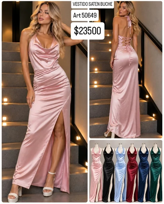 Vestido Saten Largo