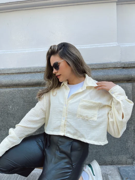 Camisa Crop Rayada