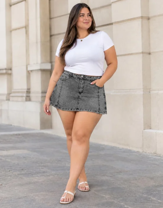 Mini Short Tajo Gris Gastado