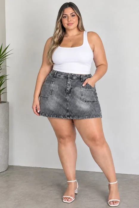 Mini Short Plaque T Gris Arenado