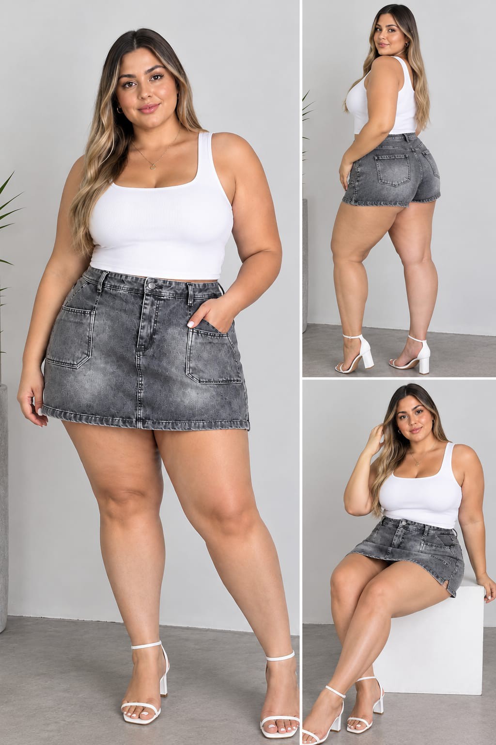 Mini Short Plaque T Gris Arenado - Imagen 2