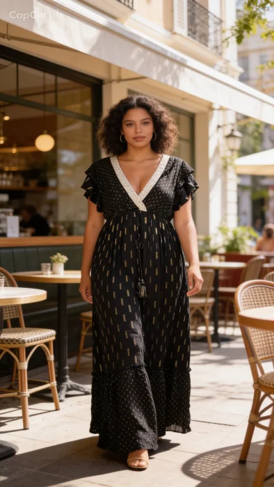 Vestido de Lino Rayas Doradas
