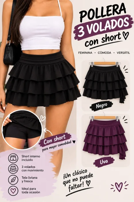 Pollera Bolado con Short