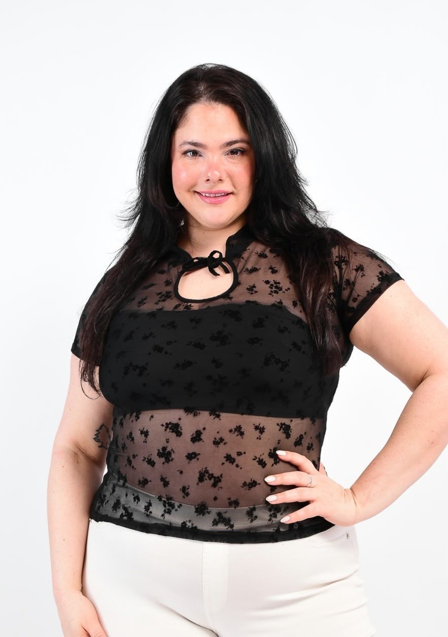 Remera Cuello Japones Tul Flok Curvy - Imagen 2