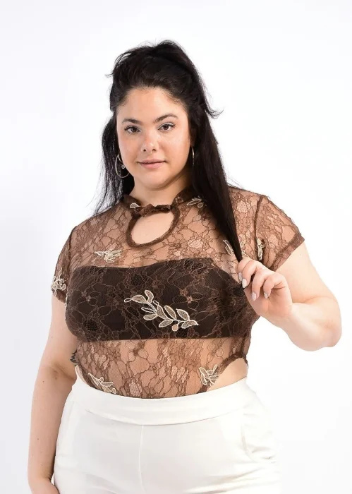 Body Encaje con Flor Bordado Curvy