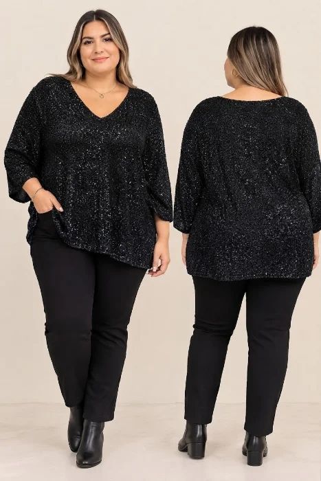 Maxi Blusa con Lentejuelas