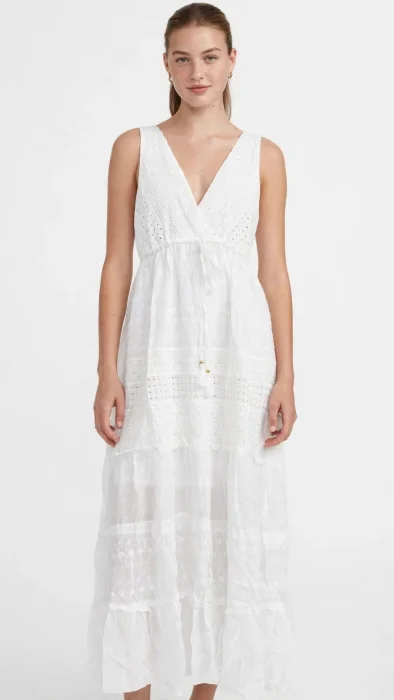 Vestido Blanco Brodery Indu Boho