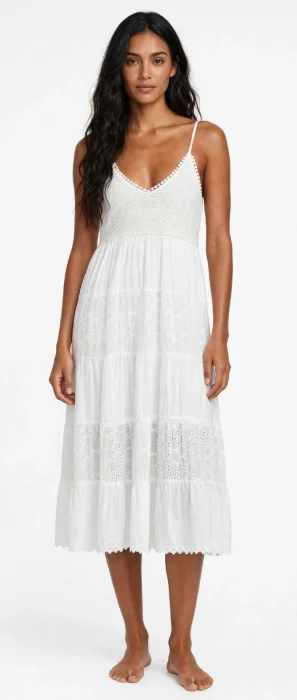 Vestido Blanco Brodery Boho
