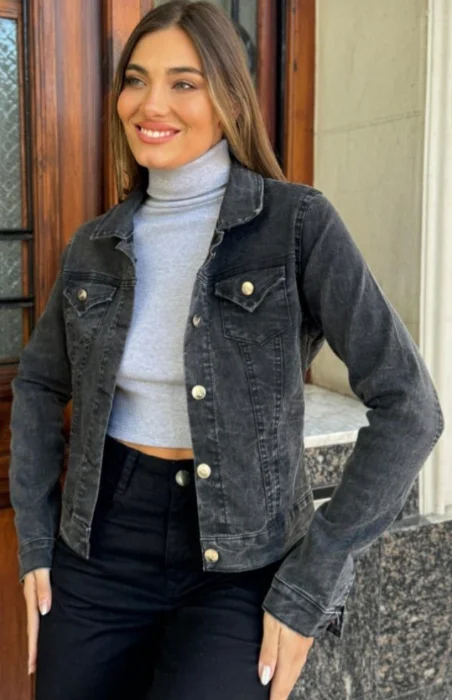 Campera Gris Nevado Elastizado