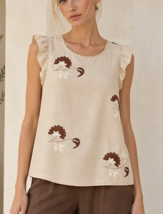 Blusa Twil Bordado Carola