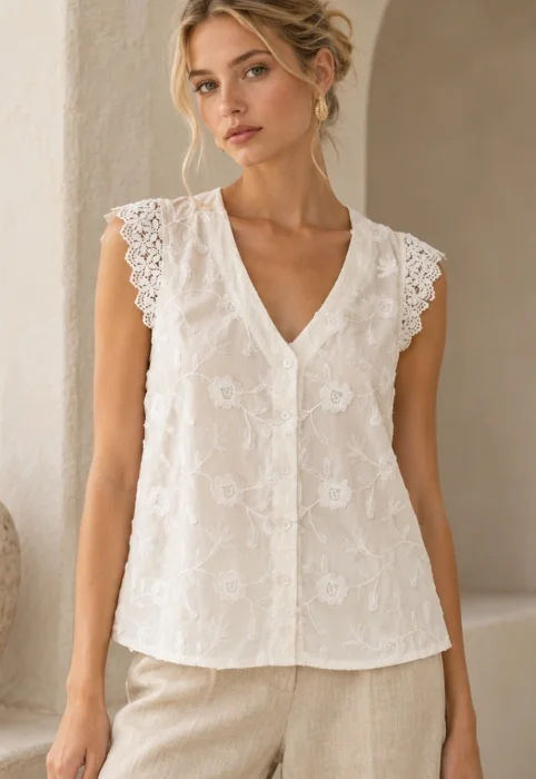 Camisa Voile Bordado Tami