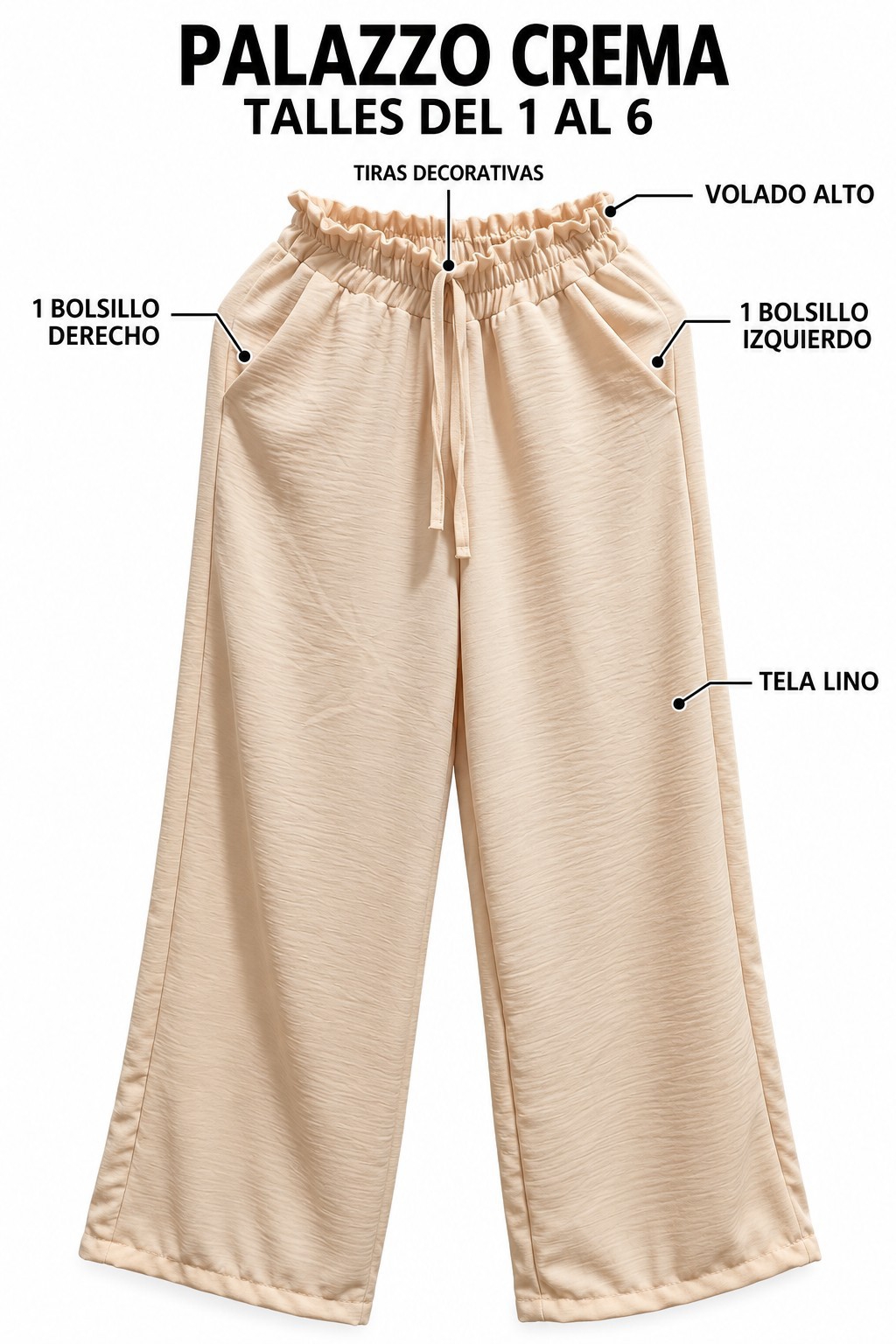 Pantalones de Dama Palazzos Lino con Spandex - Imagen 7