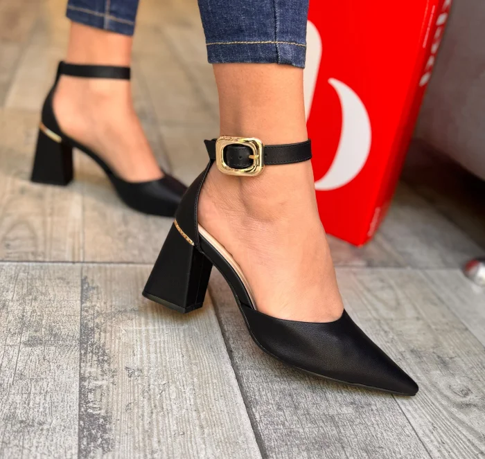 Stilettos Taca Cuadrado Negro Bebece