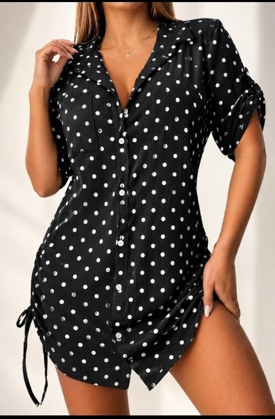 Vestido Camisa con Frunce Lateral - Imagen 2