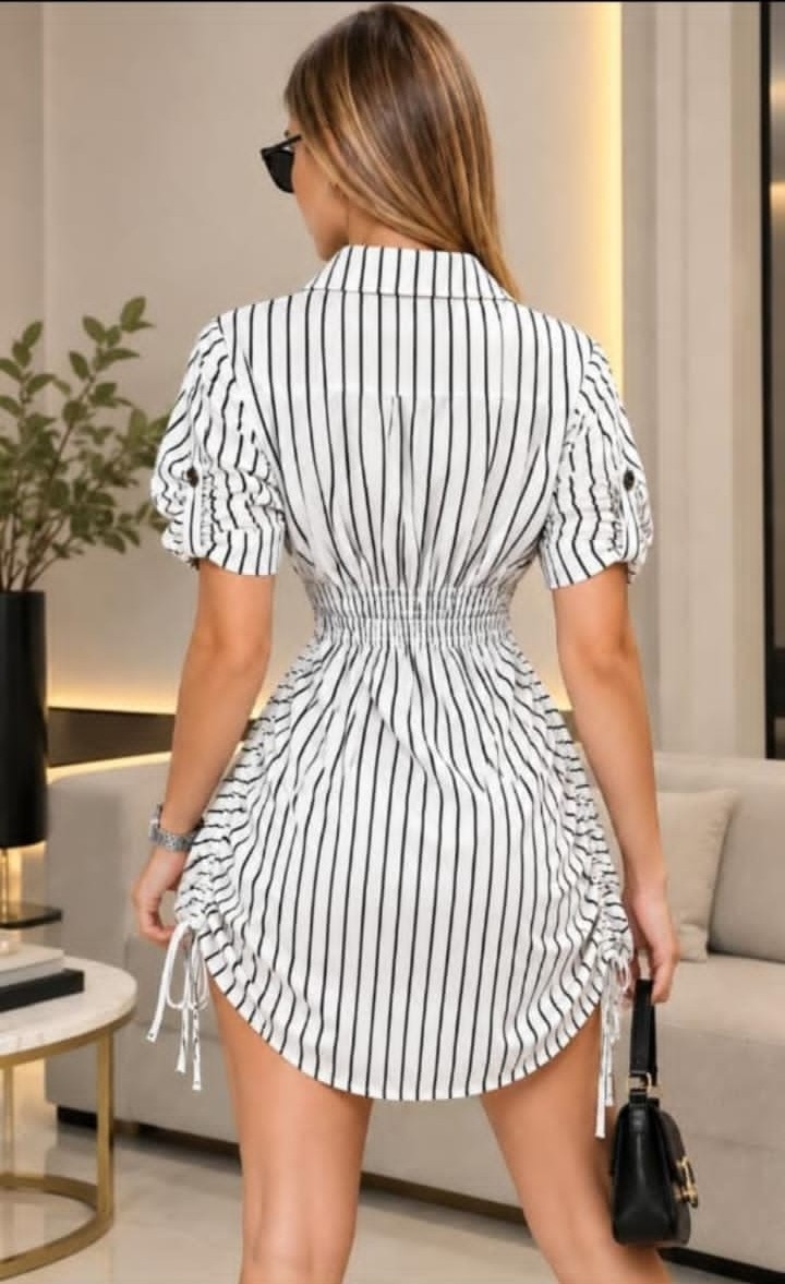 Vestido Camisa con Frunce Lateral - Imagen 4