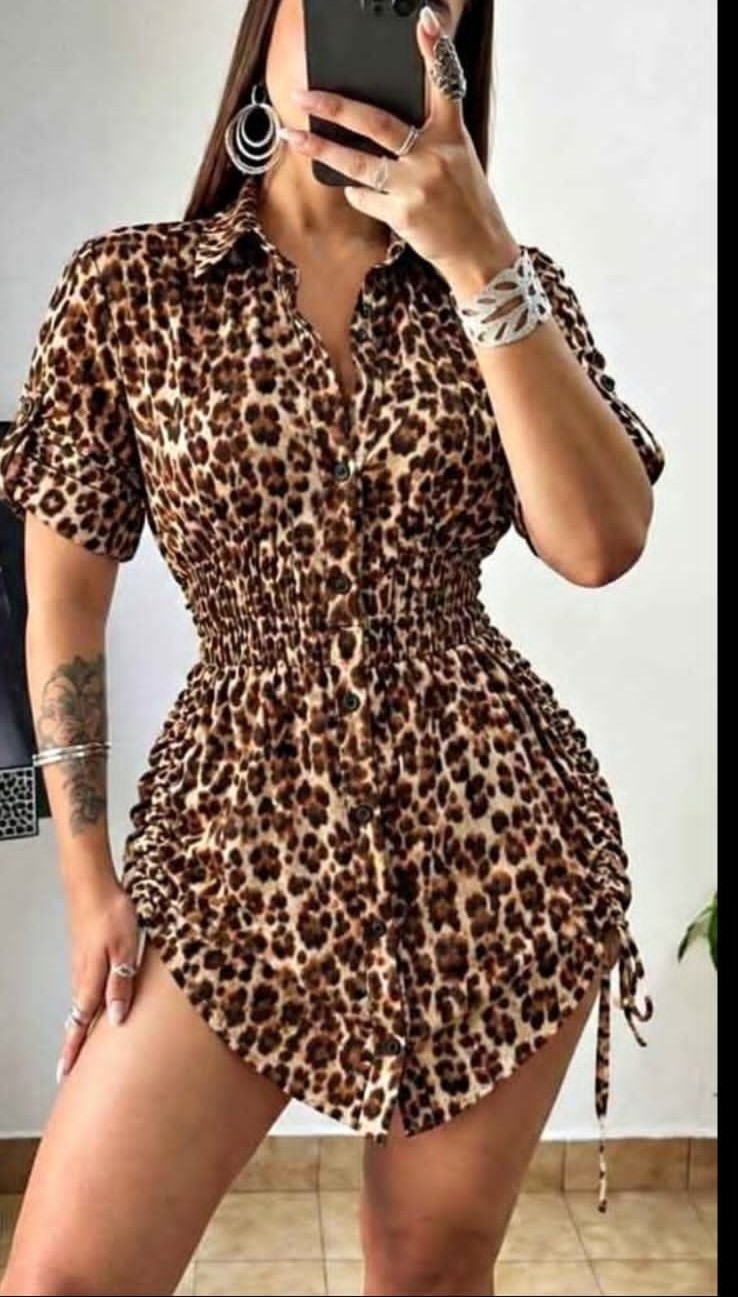 Vestido Camisa con Frunce Lateral - Imagen 5