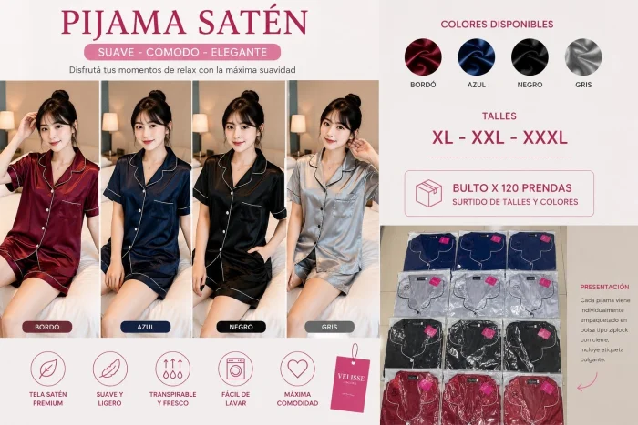 Pijama Camisero Saten
