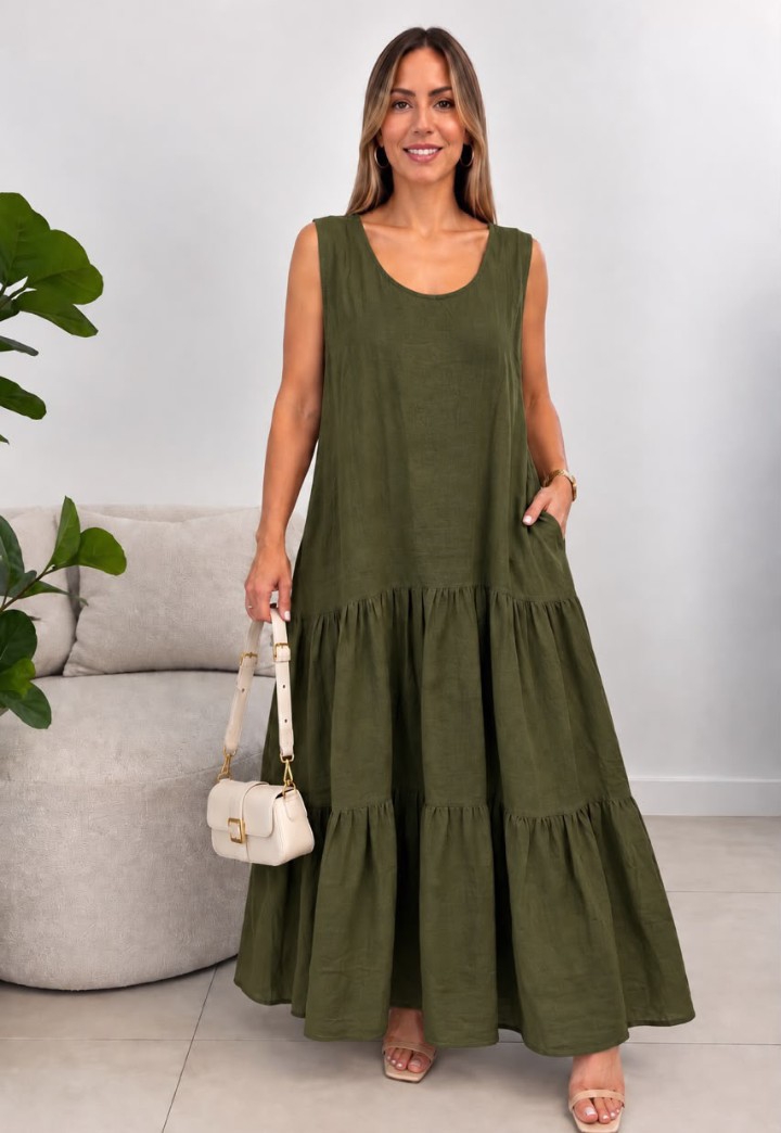 Maxi Vestido Lino - Imagen 4