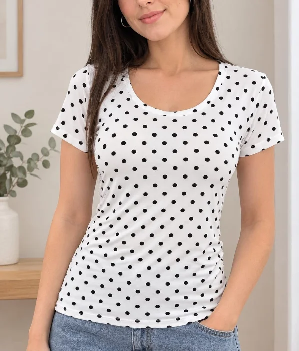 Remeras Básicas de Modal Viscosa con Lunares