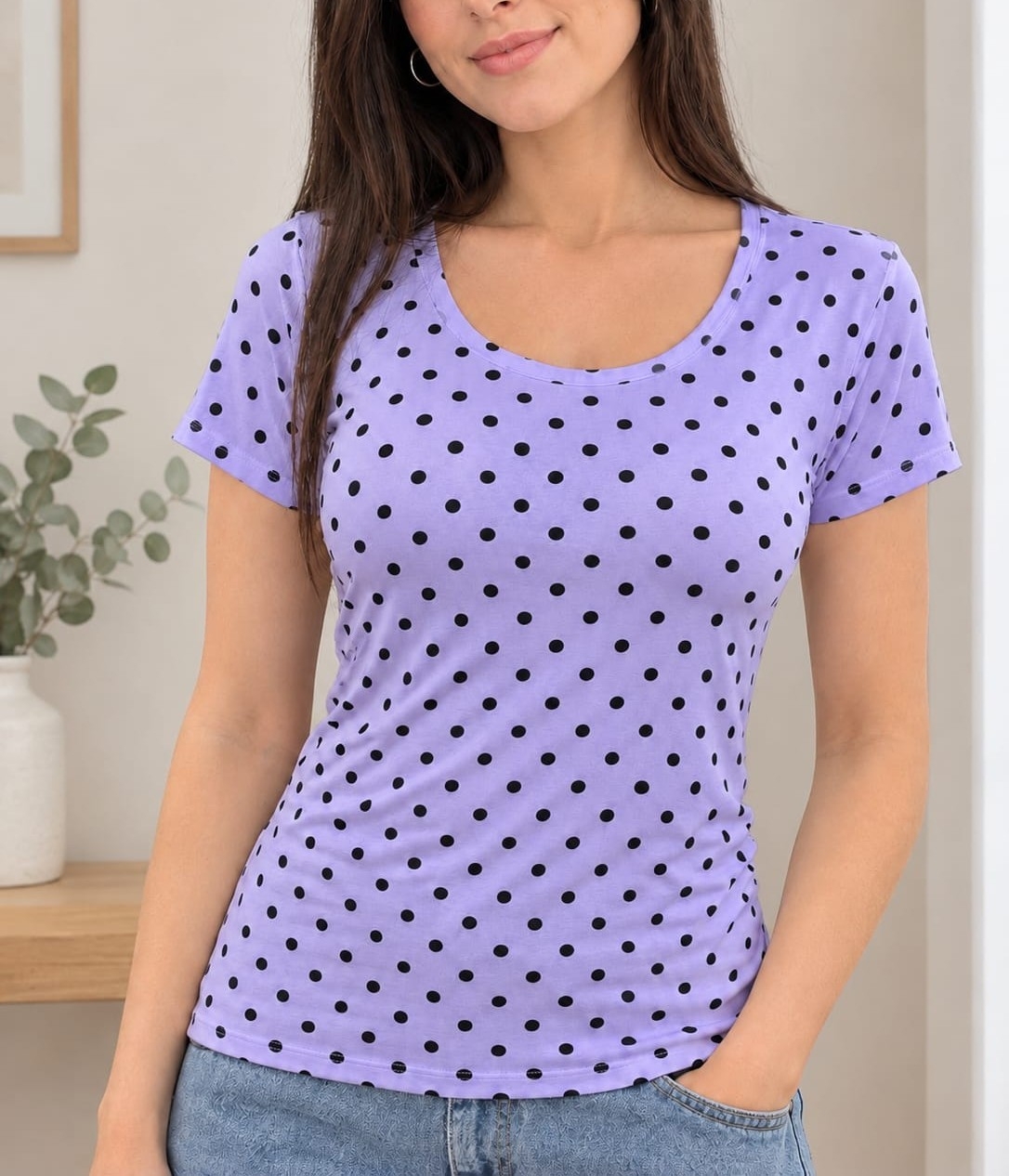 Remeras Básicas de Modal Viscosa con Lunares - Imagen 2
