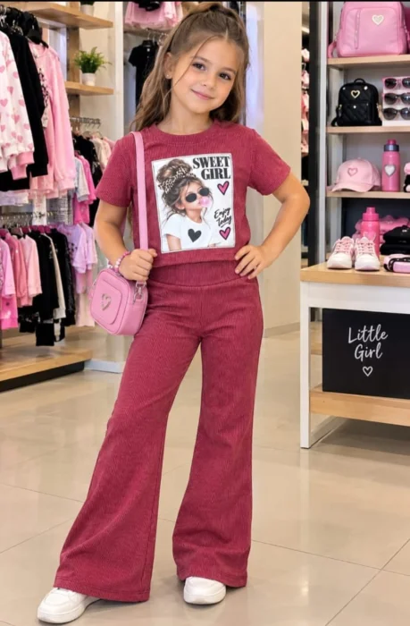 Conjuntos Pupera con Pantalón Campana Tela Morley