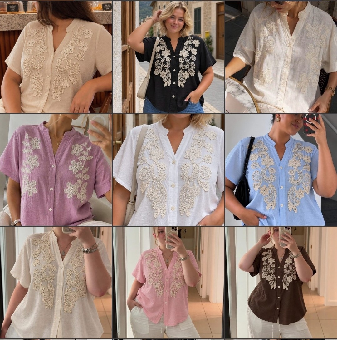 Camisa  Bordada Lino Importada - Imagen 3