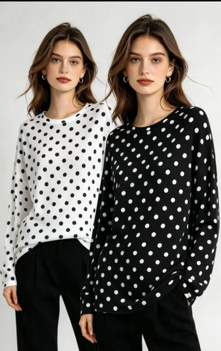 Camisetas de Algodon con Lunares - Mujer