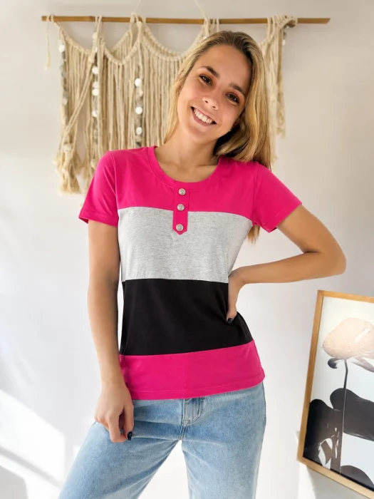 Remera Modal Viscosa Tricolor Talle Único