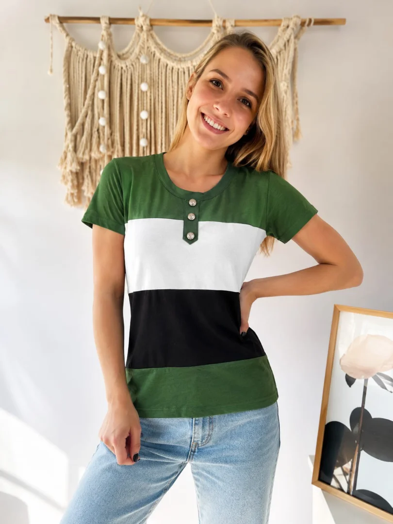 Remera Modal Viscosa Tricolor Talle Único - Imagen 2