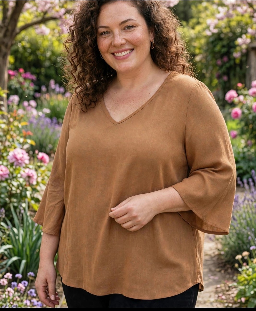 Blusa de Lino Elastizado Talles Amplios 3,5,7 - Imagen 2