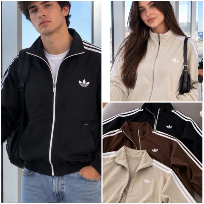 Campera Adi Jean Bomber Unisex Logo Estampado