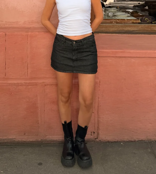 Art 757-3' 36 al 42 Skort Negro Raw Denim "trend"