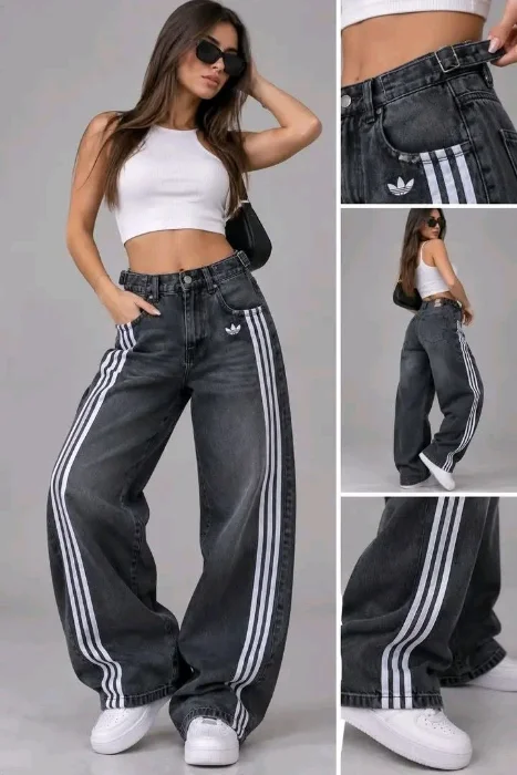 Jean Adi Baggy Rigido con Regulador Bordado Liquidacion Negro