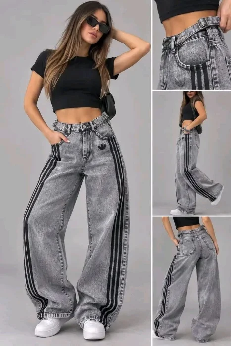 Jean Adi Baggy Rigido con Regulador Bordado Liquidacion Gris