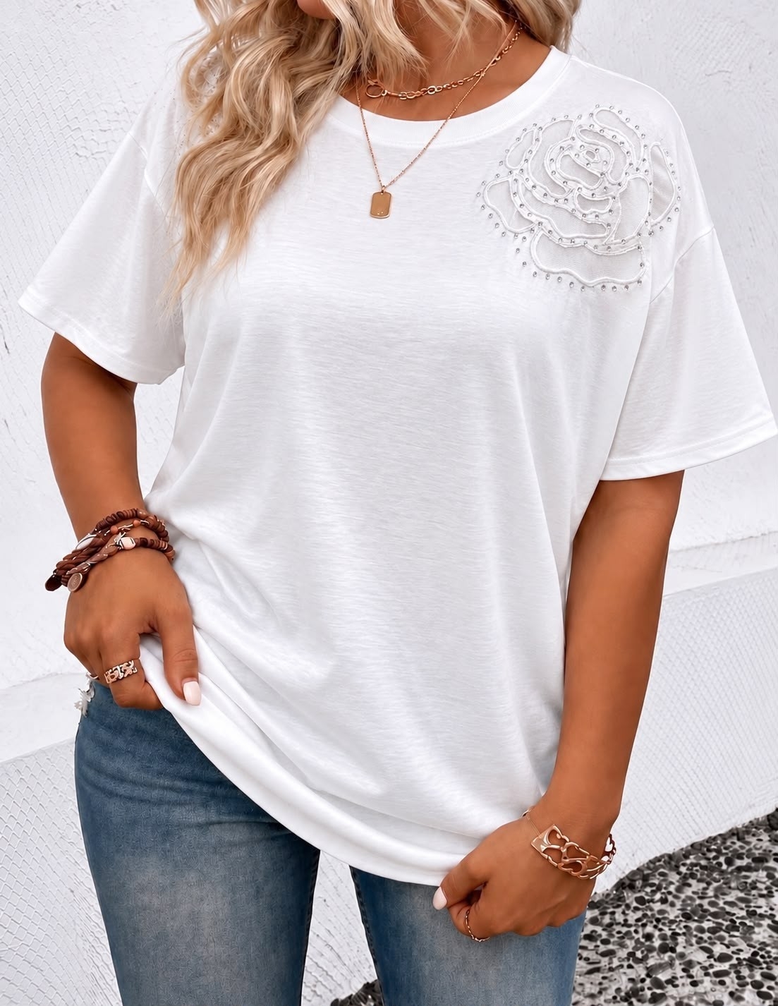 Remeras Rosa con Pedrería - Imagen 3