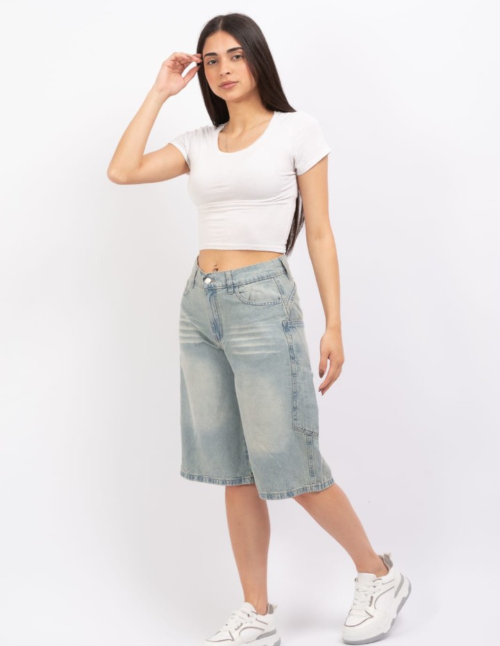 Bermuda Jeans Baggy Street Óxido Claro Mujer - Imagen 3