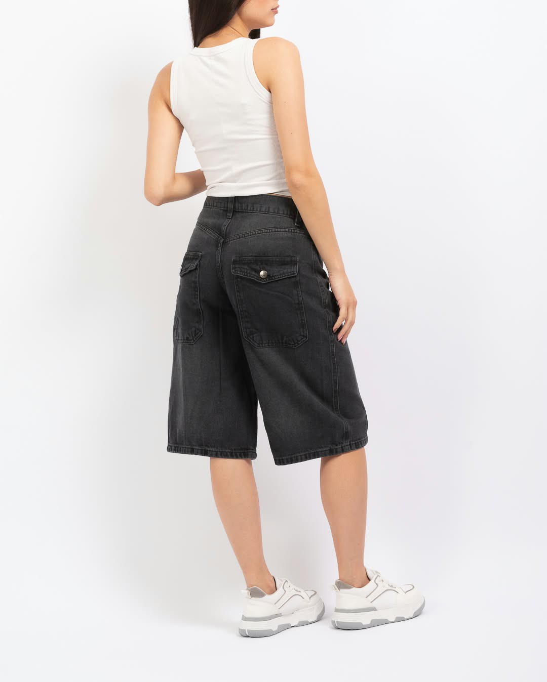 Bermuda Baggy Jeans Negro y Óxido Claro - Imagen 2