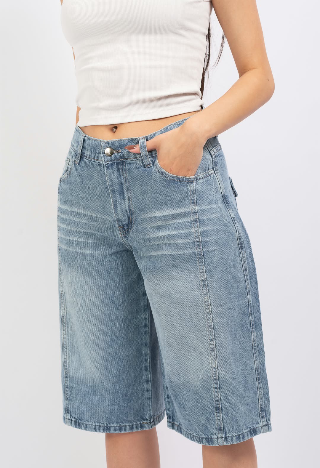 Bermuda Baggy 3/4 Azul - Imagen 3